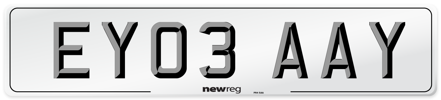 EY03 AAY Number Plate from New Reg
